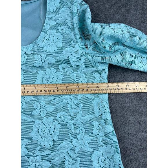 J&M Women's Light Blue Lace Long Sleeve Blouse Size Large - Picture 6 of 7